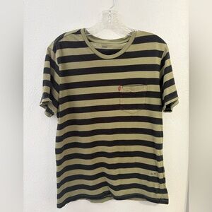 Levi's Olive Green and Black Striped Tee
